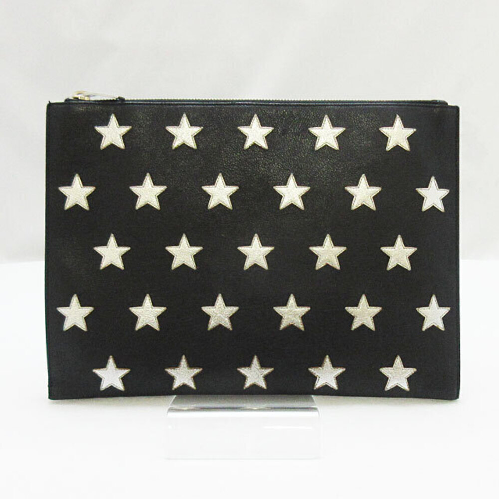 Saint Laurent Pouch Bag Star Leather Shoulder Bag Black